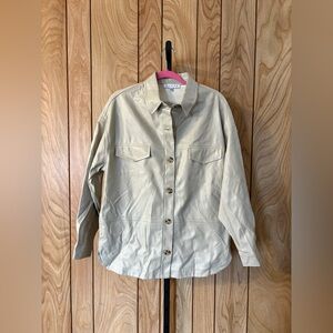 Faux Leather Shirt Jacket